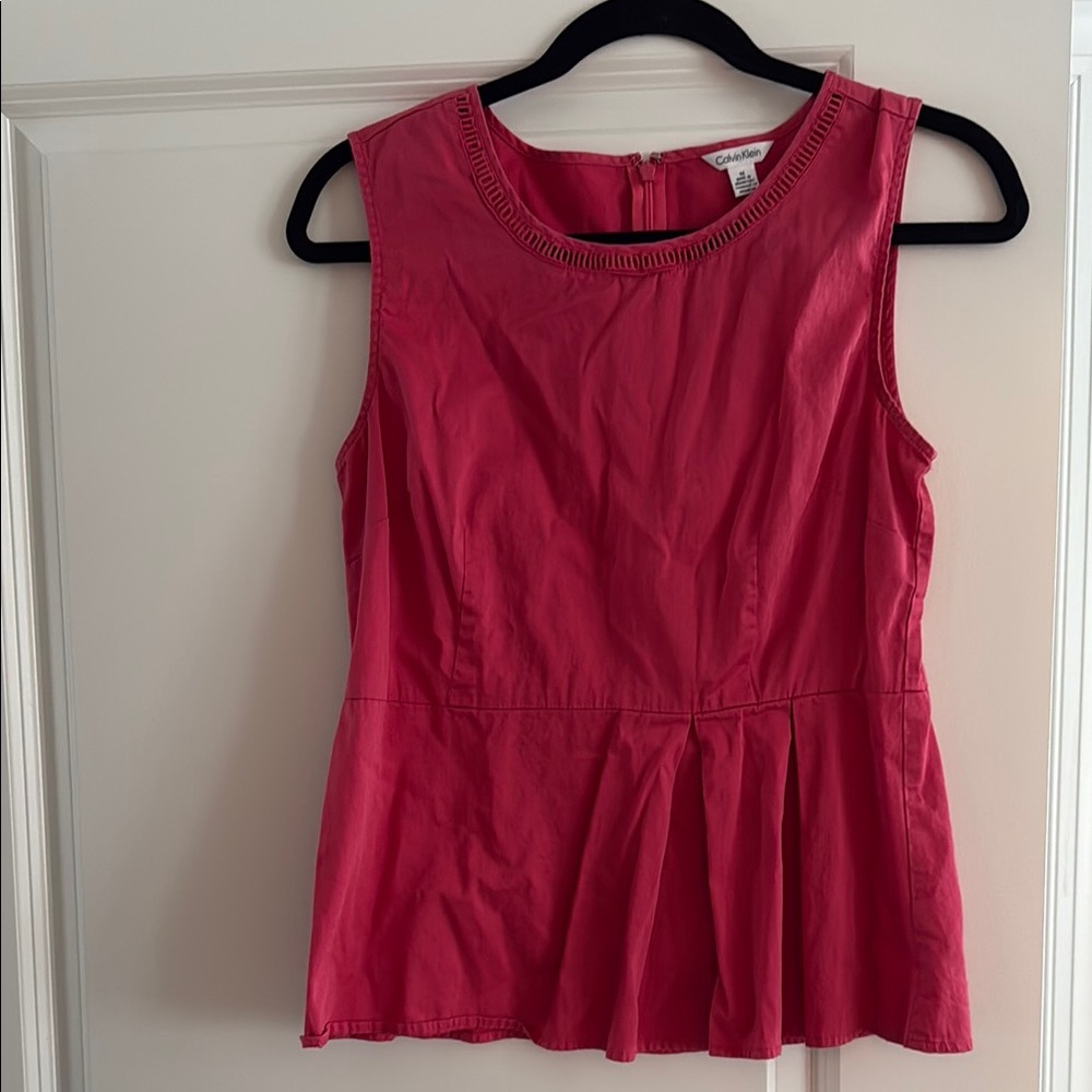 Calvin Klein Women's Hot Pink Sleeveless peplum blouse sz medium